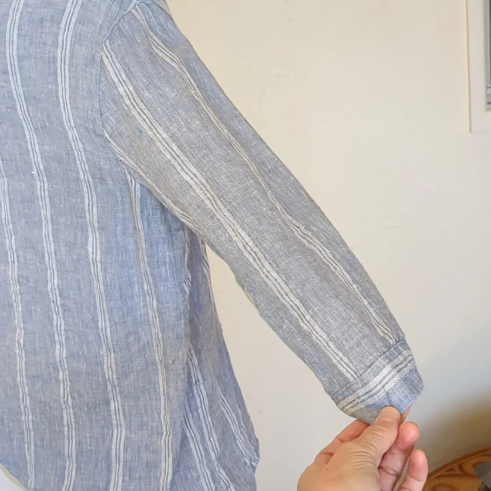 100% linen shirt, 3/4 length sleeves, Beachy, Coastal Grandma - Picture 2 of 5